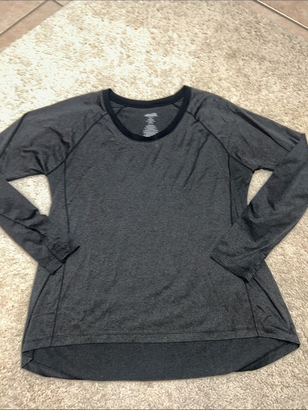 Avia Women's Long-Sleeve Athletic Tee in Charcoal